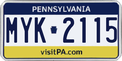 PA license plate MYK2115