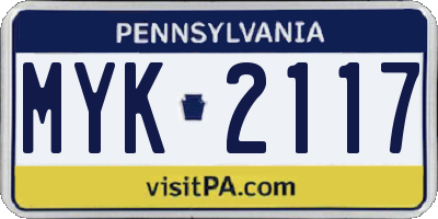 PA license plate MYK2117