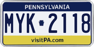 PA license plate MYK2118