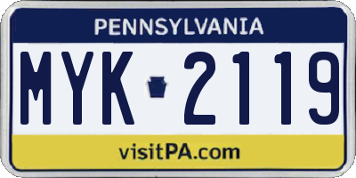 PA license plate MYK2119