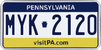 PA license plate MYK2120