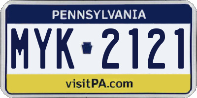 PA license plate MYK2121