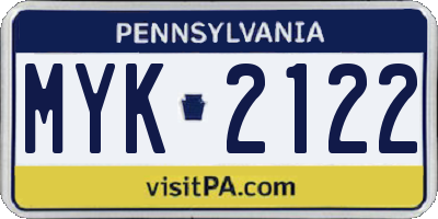 PA license plate MYK2122