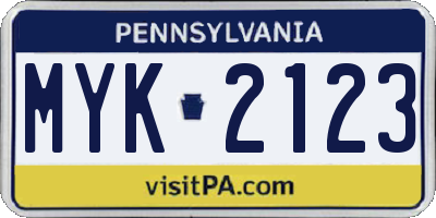 PA license plate MYK2123