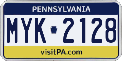 PA license plate MYK2128