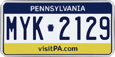 PA license plate MYK2129
