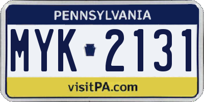 PA license plate MYK2131