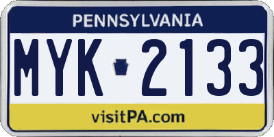 PA license plate MYK2133