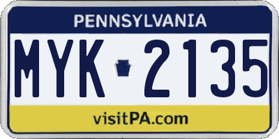 PA license plate MYK2135