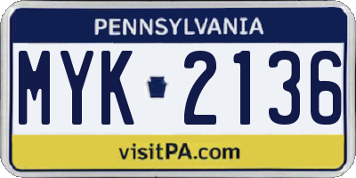 PA license plate MYK2136