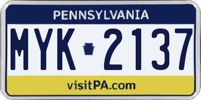 PA license plate MYK2137