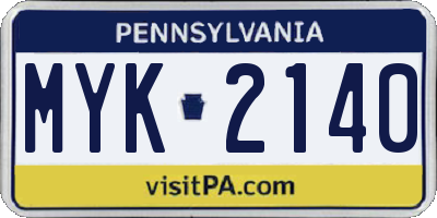 PA license plate MYK2140