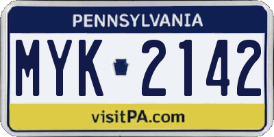 PA license plate MYK2142