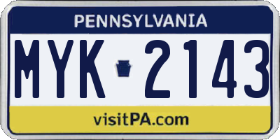 PA license plate MYK2143