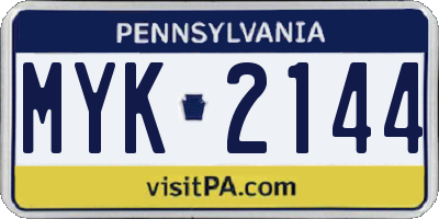 PA license plate MYK2144