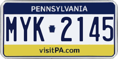 PA license plate MYK2145