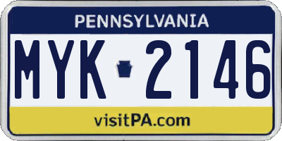 PA license plate MYK2146