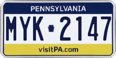 PA license plate MYK2147