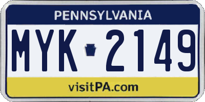 PA license plate MYK2149