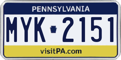 PA license plate MYK2151