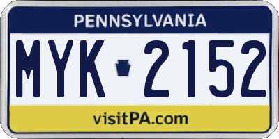 PA license plate MYK2152