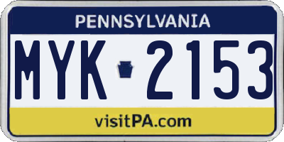 PA license plate MYK2153