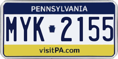 PA license plate MYK2155