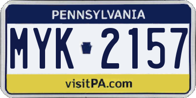 PA license plate MYK2157