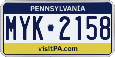 PA license plate MYK2158