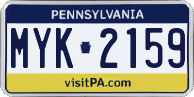 PA license plate MYK2159