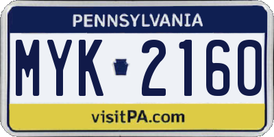 PA license plate MYK2160