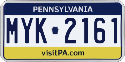 PA license plate MYK2161