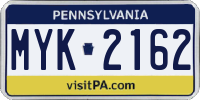 PA license plate MYK2162