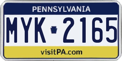 PA license plate MYK2165