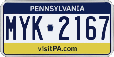 PA license plate MYK2167