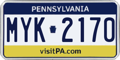 PA license plate MYK2170