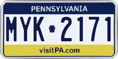 PA license plate MYK2171