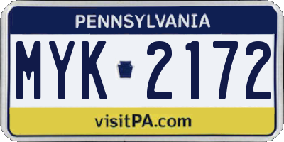 PA license plate MYK2172