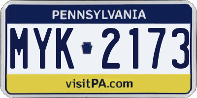 PA license plate MYK2173