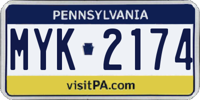 PA license plate MYK2174