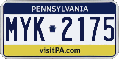 PA license plate MYK2175