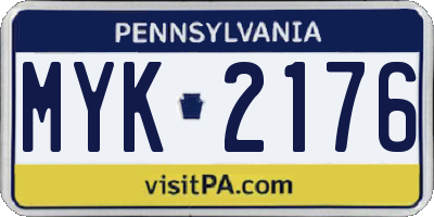 PA license plate MYK2176