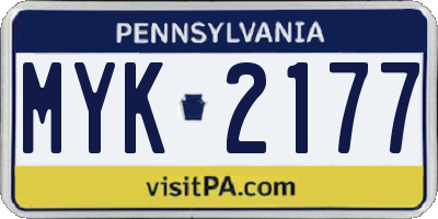 PA license plate MYK2177