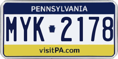 PA license plate MYK2178