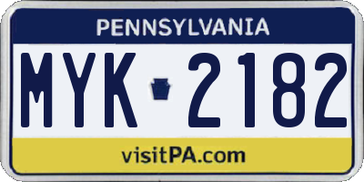 PA license plate MYK2182