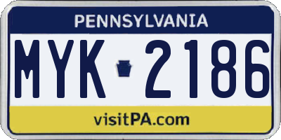 PA license plate MYK2186