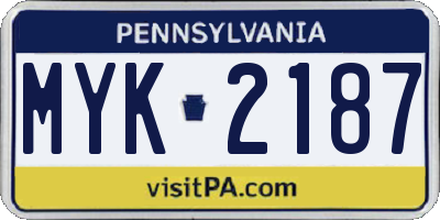 PA license plate MYK2187