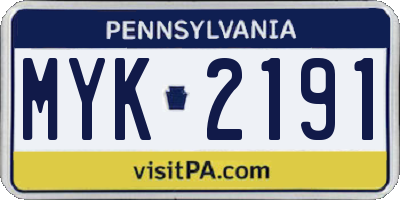 PA license plate MYK2191