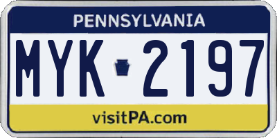 PA license plate MYK2197