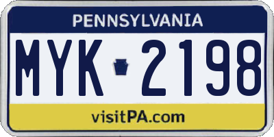 PA license plate MYK2198
